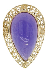 14kt yellow gold treated lavender jade ring