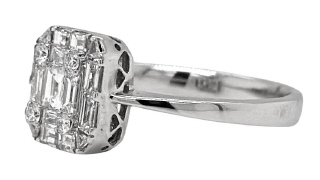 Moved - 18kt white gold round and baguette diamond ring