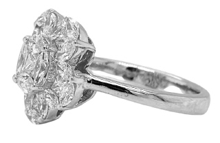 18kt white gold marquise and princess cut diamond illusion ring