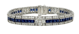 Platinum sapphire and diamond bracelet