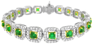 18kt white and yellow gold emerald and diamond bracelet
