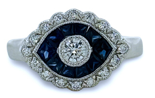 18kt white gold sapphire and diamond ring