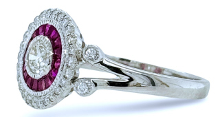 18kt white gold ruby and diamond ring
