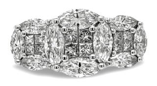 18kt white gold marquise and princess cut diamond illusion ring