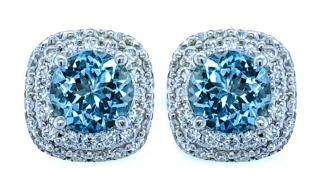 18kt white gold aqua and diamond earrings.