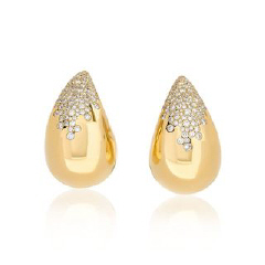 18kt yellow gold puffy tear drop pave diamond earrings