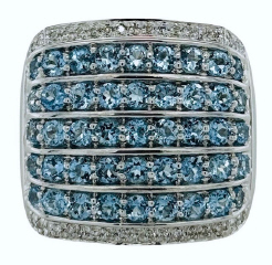 14kt white gold blue topaz and diamond ring