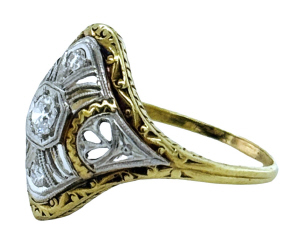 14kt yellow and Platinum vintage style diamond ring