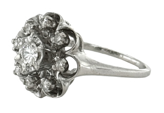 14kt white gold diamond cluster ring