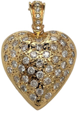14kt yellow gold diamond heart pendant with