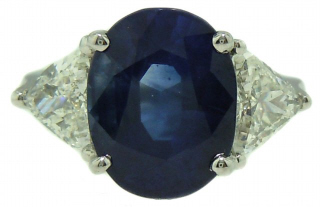 Platinum sapphire & diamond ring