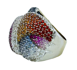 14kt white gold multi-color sapphire and diamond ring