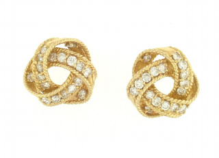 14kt yellow gold diamond knot earrings