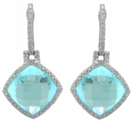 18kt white gold sky blu topaz and diamond earrings