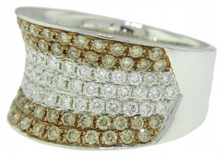 18 kt white gold brown and white diamond wide band