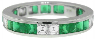18kt white gold emerald and diamond eternity band