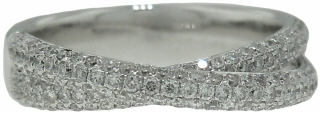 18 kt white gold pave diamond crossover band