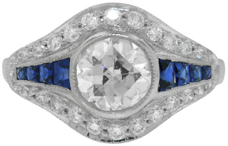Platinum diamond & sapphire ring