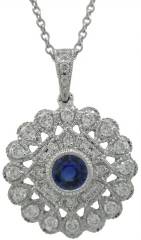 18kt white gold sapphire and diamond pendant