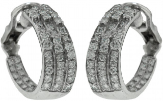Platinum pave diamond hoop earrings