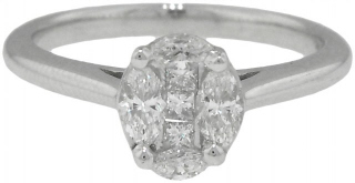18kt white gold invisible set marquise and princess cut diamond ring