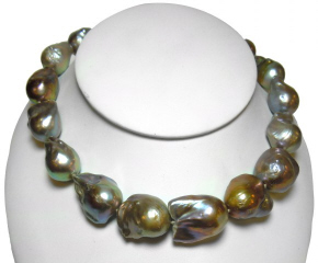Strand Silver/Blue Freshwater Baroque pearl necklace 36" (35 pcs.)