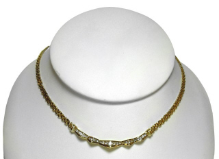 14kt yellow gold link necklace with diamond centerpiece