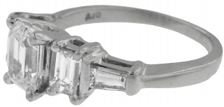 Platinum ring with emerald cut diamond 1.05cts F VS1 EGL