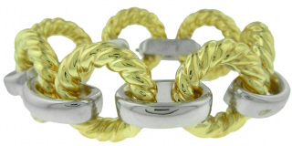 Silver wide link bracelet with gold plating