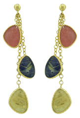 18kt yellow gold multi-color stone earrings