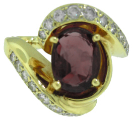 14kt yellow gold ruby and diamond ring