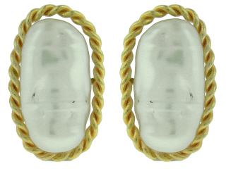 14kt yellow gold biwa pearl earrings with screw backs