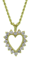 14kt yellow gold diamond heart pendant with 15" chain