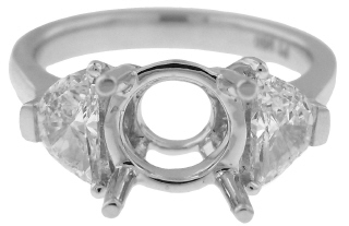 MOVED: Platinum half moon diamond ring semi-mount for 1.50ct center