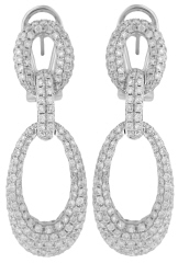 18kt white gold pave set diamond dangle earrings