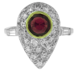 Platinum/18kt yellow gold ruby and diamond ring