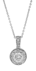 14kt white gold diamond halo pendant with 16" chain