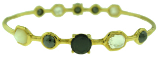18kt yellow gold Ippolita bangle bracelet with hematite, MOP, and quartz