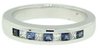 Platinum PC diamond and sapphire channel band