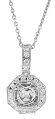 18kt white gold semi-mount diamond pendant with chain