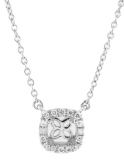 18kt white gold semi-mount diamond pendant with chain
