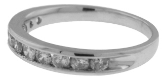 Platinum channel set half around diamond band