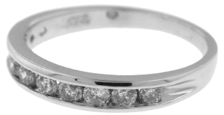 Platinum channel set half around diamond band