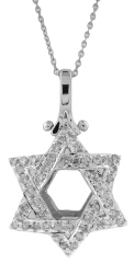 18kt white gold Star of David pendant with chain.