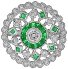 18kt white gold emerald and diamond ring