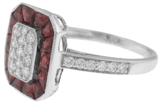 18kt white gold ruby and diamond ring