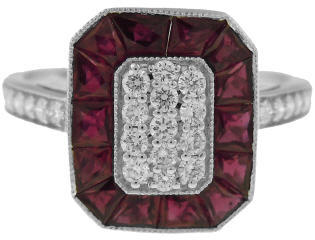 18kt white gold ruby and diamond ring