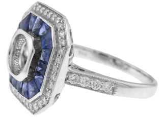 18kt white gold sapphire and diamond semi-mount ring