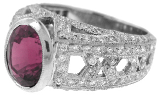 18kt white gold pink tourmaline and diamond ring