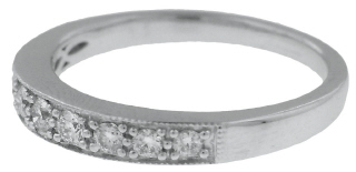 14kt white gold half around bead set diamond band